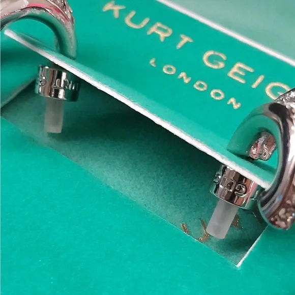 Kurt Geiger Silver Crystal Triple Huggie Hoop Earrings - Picture 5 of 8